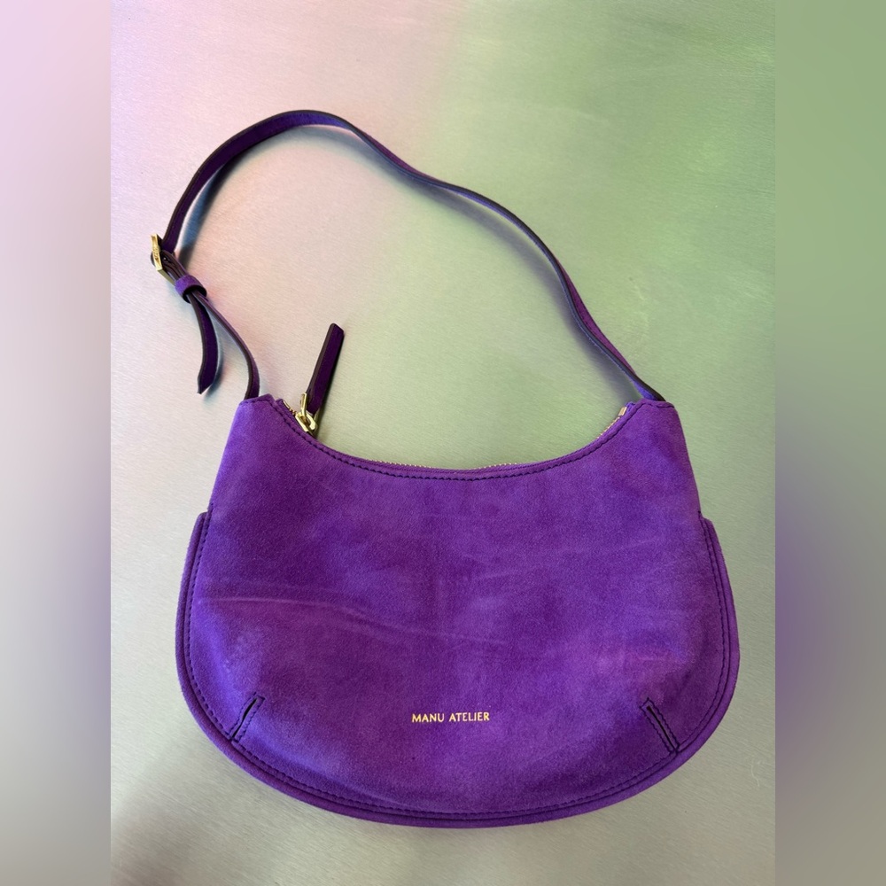 Manu Atelier Ilda Suede Purple Women's Shoulder Bag
